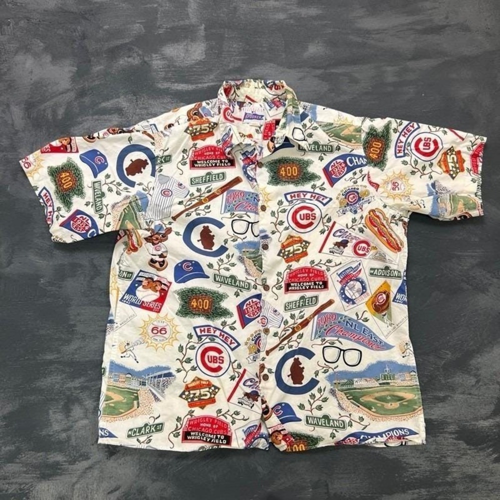 Vintage Reyn Spooner MLB Button Up Shirt Mens Large White Chicago Cubs